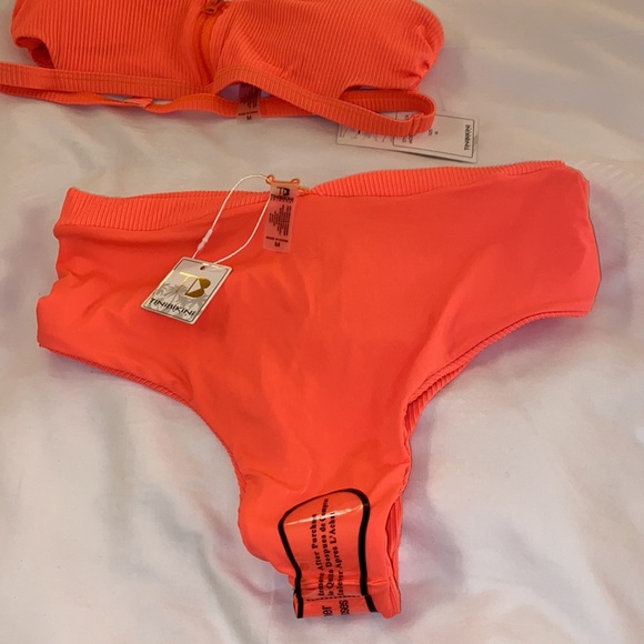 NWT TiniBikini Swimwear Sexy Zipper 2 Piece Bikini Swimsuit Tangerine Size M - Picture 10 of 12